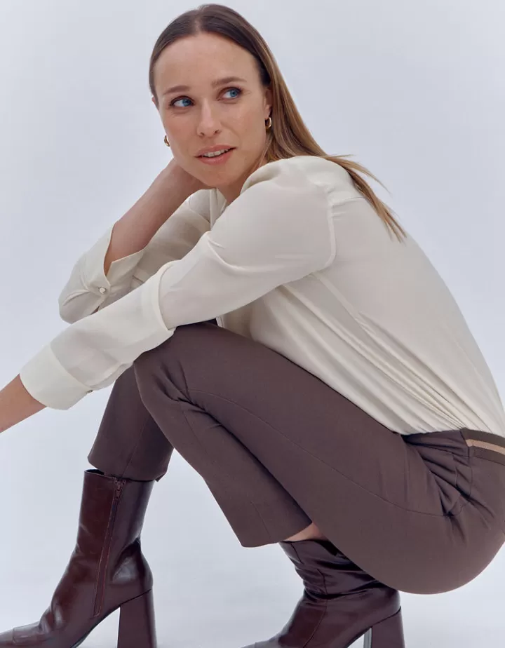 Pantalons>DEVERNOIS Pantalon 7/8ème En coton stretch Marronchocolat