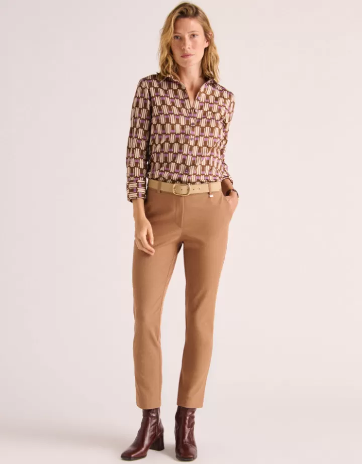 Pantalons>DEVERNOIS Pantalon 7/8ème En coton stretch Biche