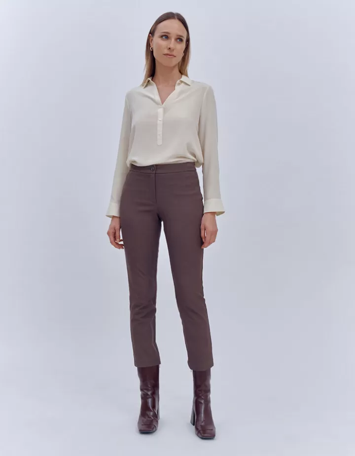 Pantalons>DEVERNOIS Pantalon 7/8ème En coton stretch Marronchocolat