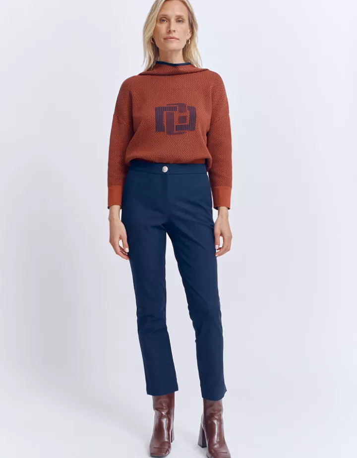 Pantalons>DEVERNOIS Pantalon 7/8ème En coton stretch Marine