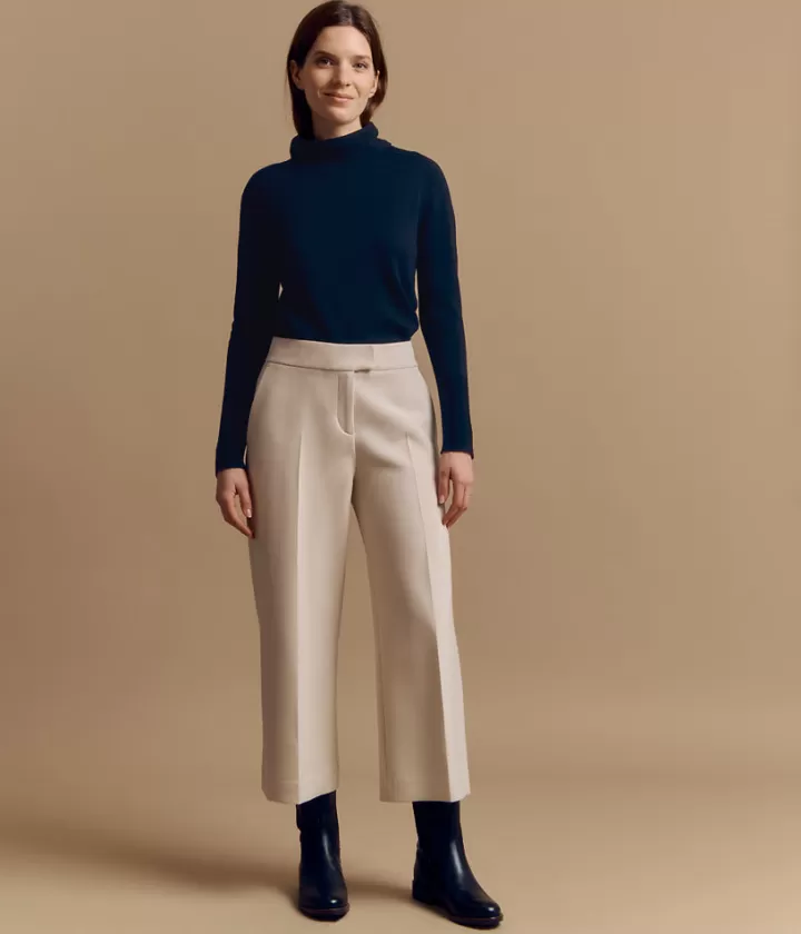 Pantalons>DEVERNOIS Pantalon 7/8ème en toile En coton et viscose Beigecoquille