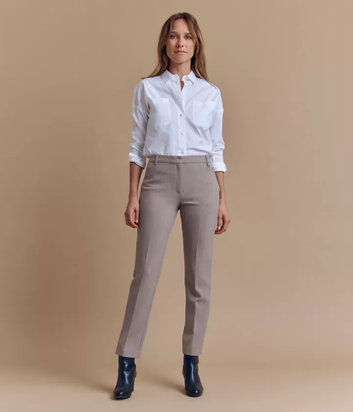 Pantalons>DEVERNOIS Pantalon pli cassé En viscose Grege