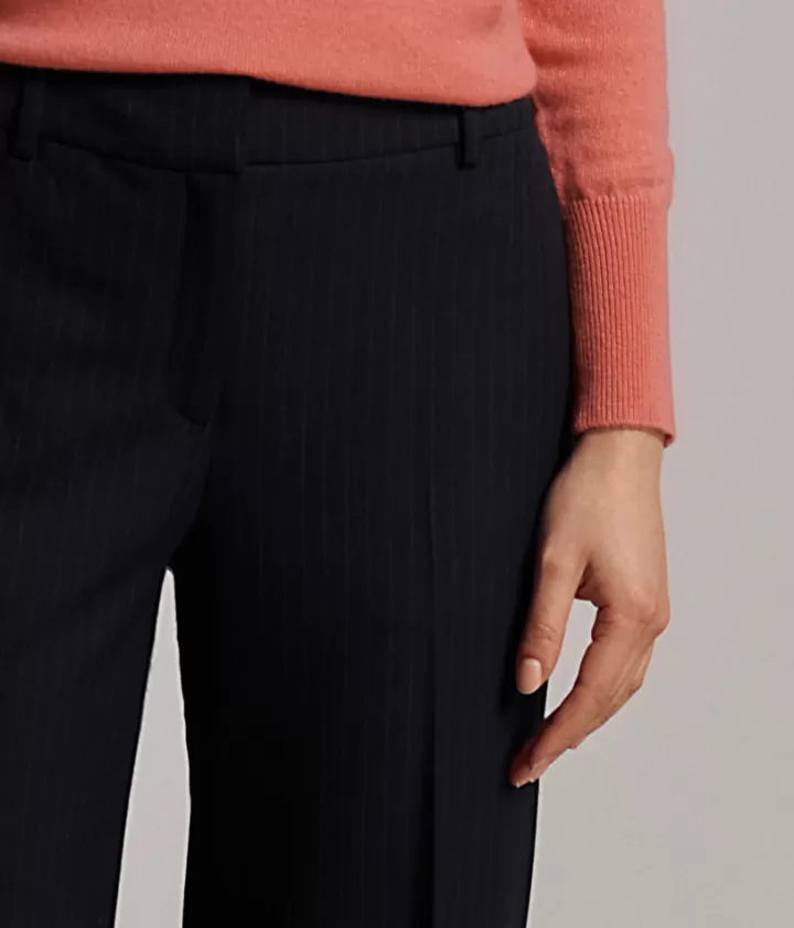 Pantalons>DEVERNOIS Pantalon rayure "banquier" en gabardine stretch écologique Fabriqué au Portugal