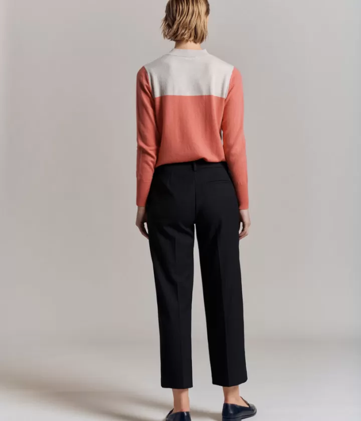 Pantalons>DEVERNOIS Pantalon rayure "banquier" en gabardine stretch écologique Fabriqué au Portugal
