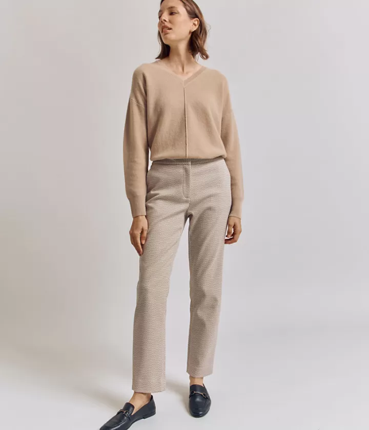 Pantalons>DEVERNOIS Pantalon slim En Jacquard stretch Beigebeige