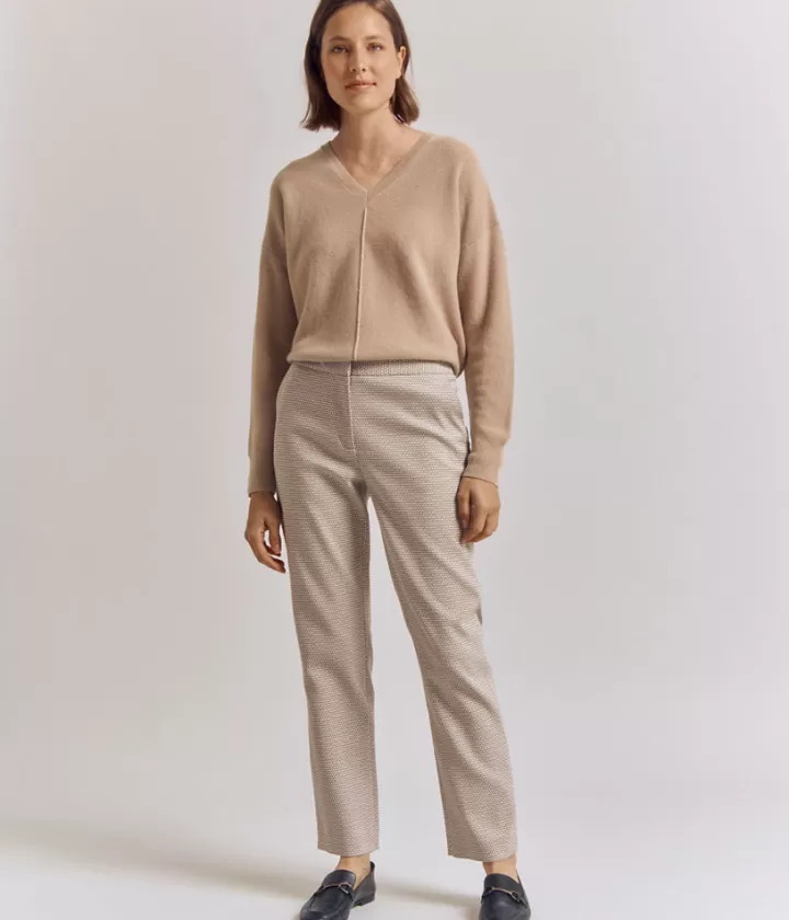Pantalons>DEVERNOIS Pantalon slim En Jacquard stretch Beigebeige