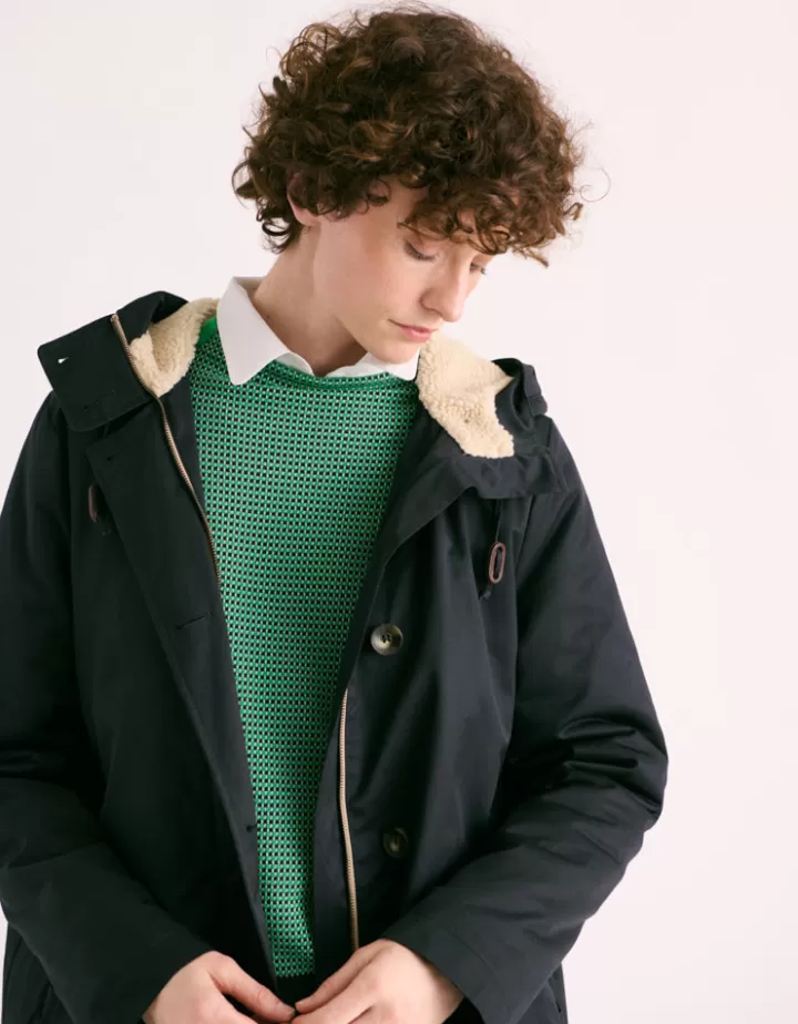 Vestes & Manteaux>DEVERNOIS Parka à capuche Doublure sherpa Marine