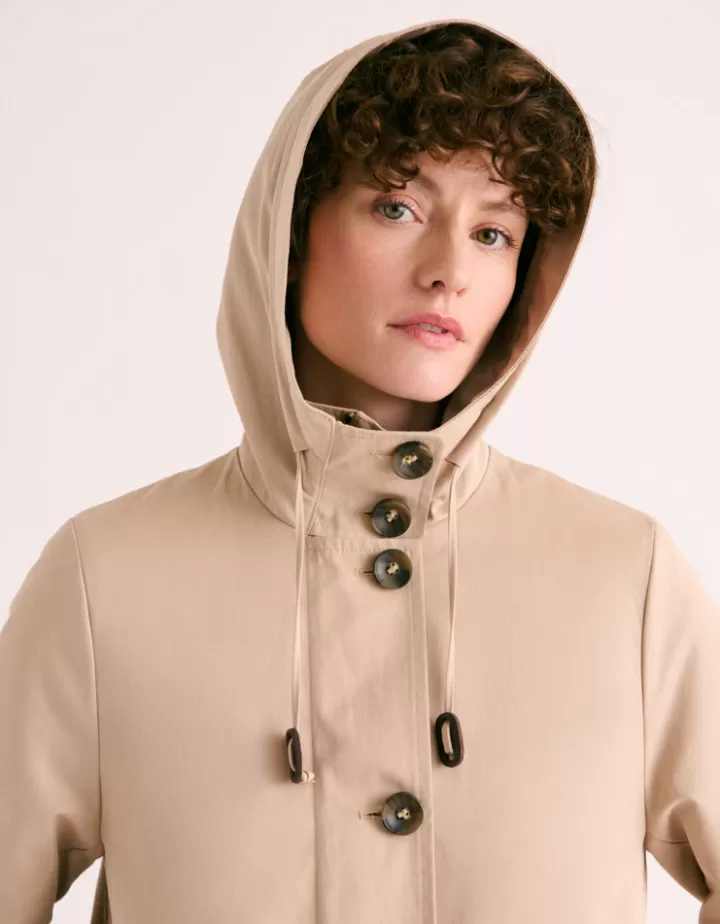 Vestes & Manteaux>DEVERNOIS Parka à capuche Tissu déperlant Biche
