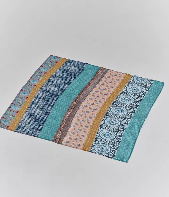 Accessoires>DEVERNOIS Petit carré imprimé 100% Voile de soie Bleuciel