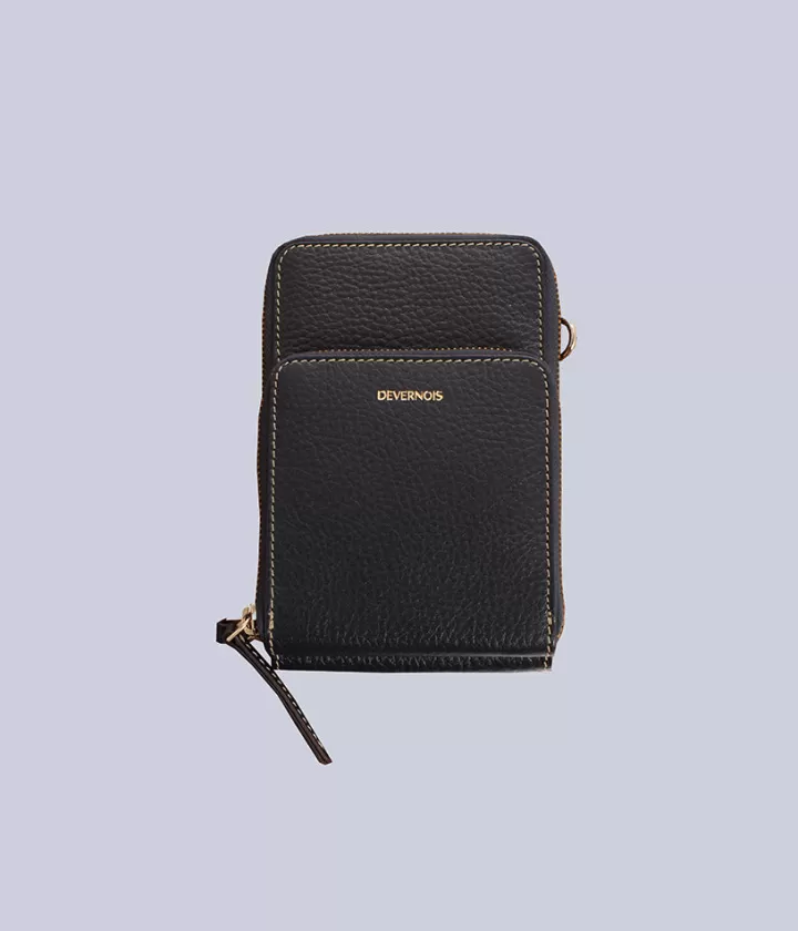 Accessoires>DEVERNOIS Pochette bandoulière En cuir grainé Marine
