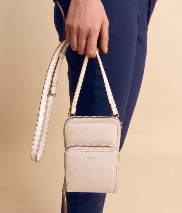 Accessoires>DEVERNOIS Pochette bandoulière En cuir grainé Blanccasse