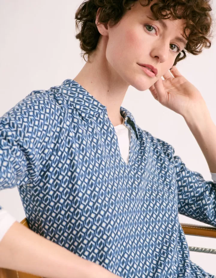 Maille>DEVERNOIS Polo maille En laine et cachemire Bleumarine