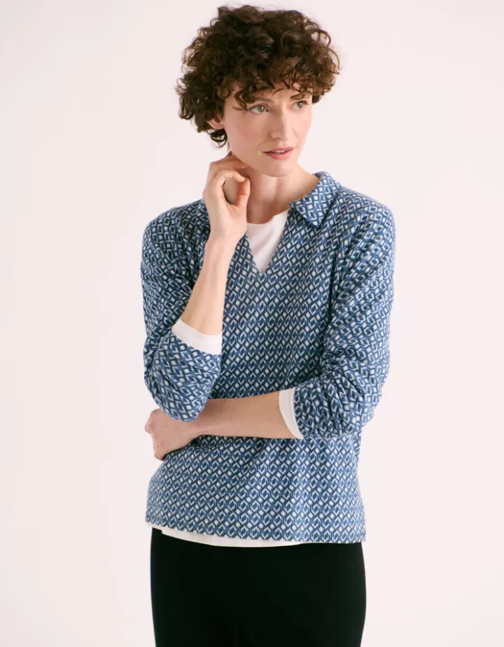 Maille>DEVERNOIS Polo maille En laine et cachemire Bleumarine