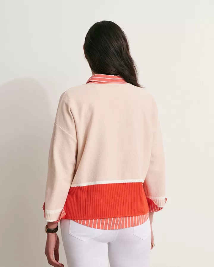 Maille>DEVERNOIS Pull boite en maille colorblock Tricoté en France Beige