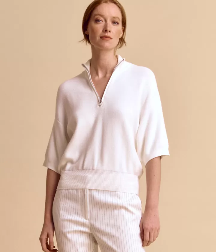 Maille>DEVERNOIS Pull camionneur maille nid d'abeille En viscose stretch Beigenacre