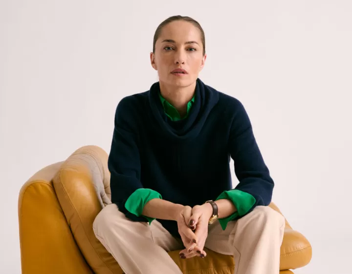 Maille>DEVERNOIS Pull col boule En laine et cachemire Marine