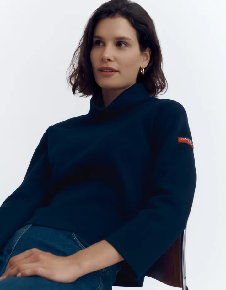 Maille>DEVERNOIS Pull col roulé en laine mérinos Made in France Marine