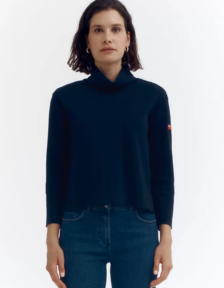 Maille>DEVERNOIS Pull col roulé en laine mérinos Made in France Marine