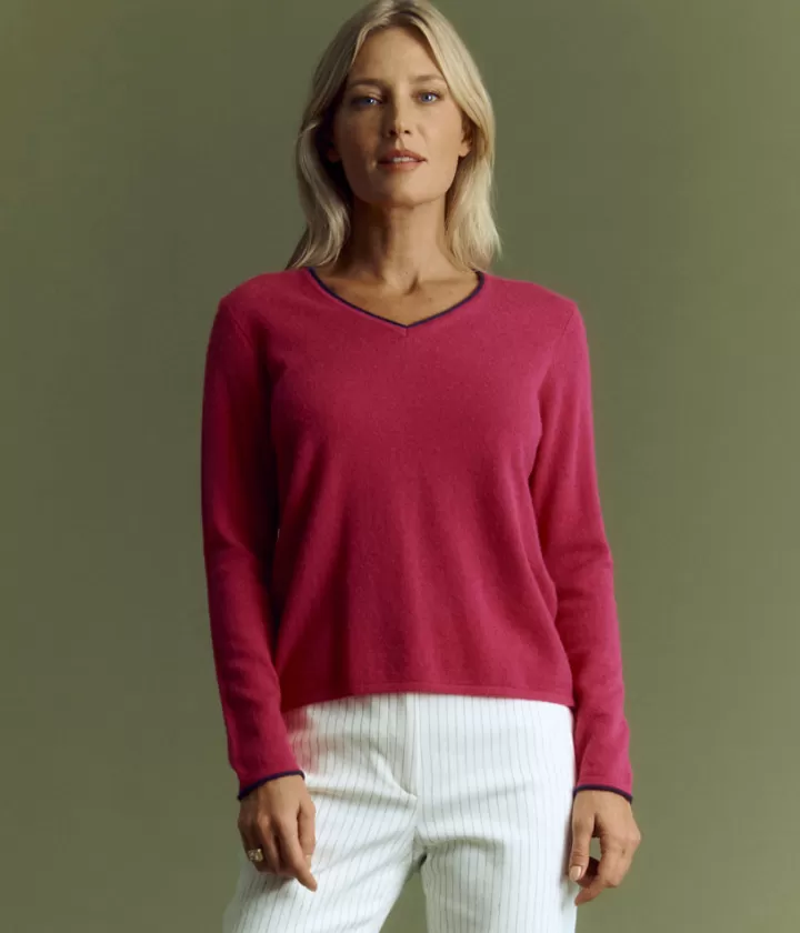 Maille>DEVERNOIS Pull en cachemire Bicolore Rose