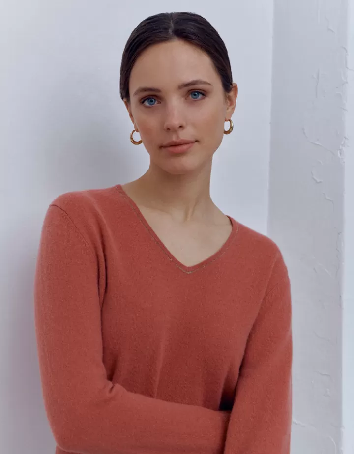 Maille>DEVERNOIS Pull en cachemire Encolure V Marronboise