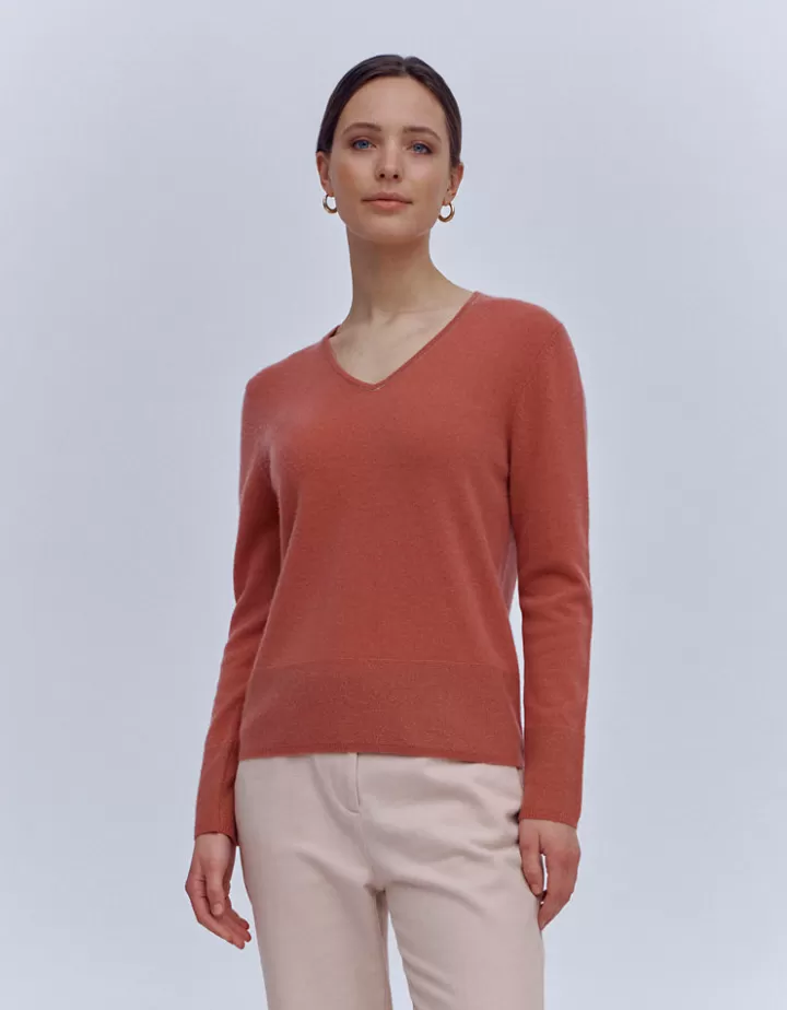 Maille>DEVERNOIS Pull en cachemire Encolure V Marronboise