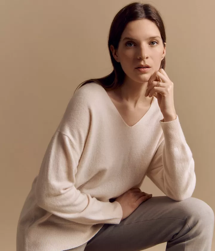 Maille>DEVERNOIS Pull en cachemire Oversize Beigecoquille