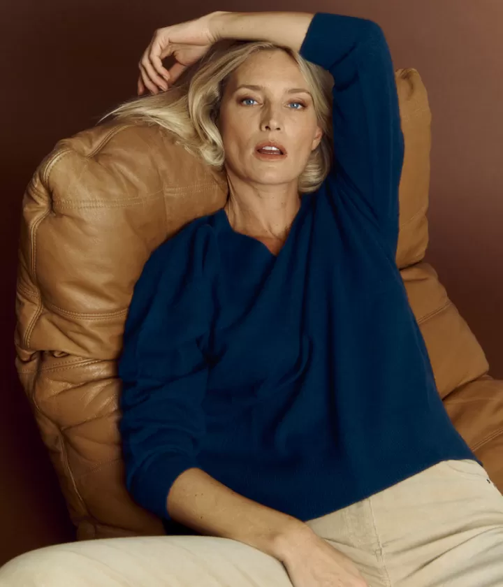 Maille>DEVERNOIS Pull en cachemire Oversize Marine