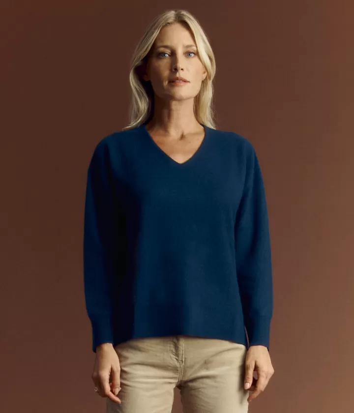 Maille>DEVERNOIS Pull en cachemire Oversize Marine