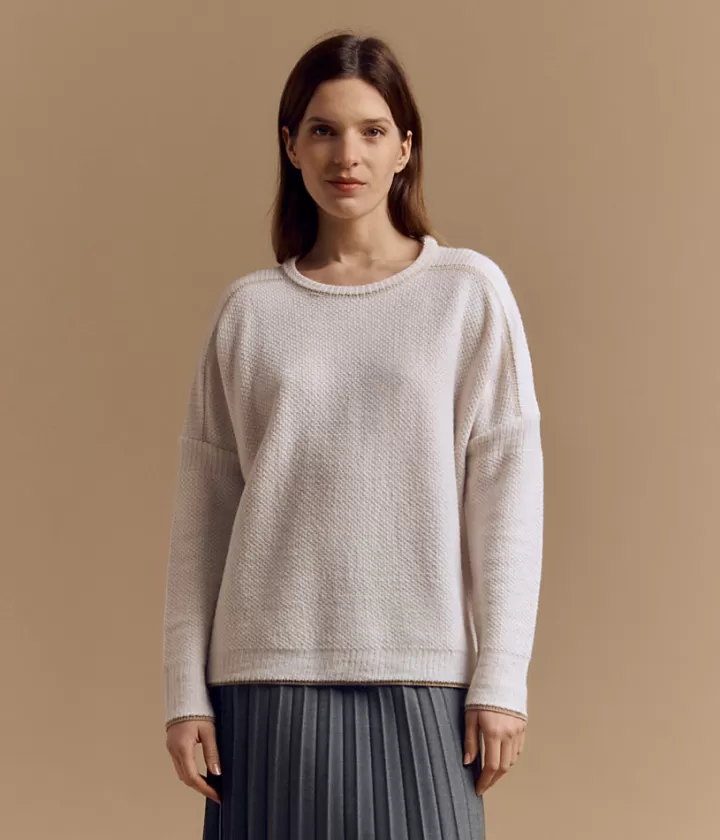 Maille>DEVERNOIS Pull en laine et alpaga Tricoté en France Beige