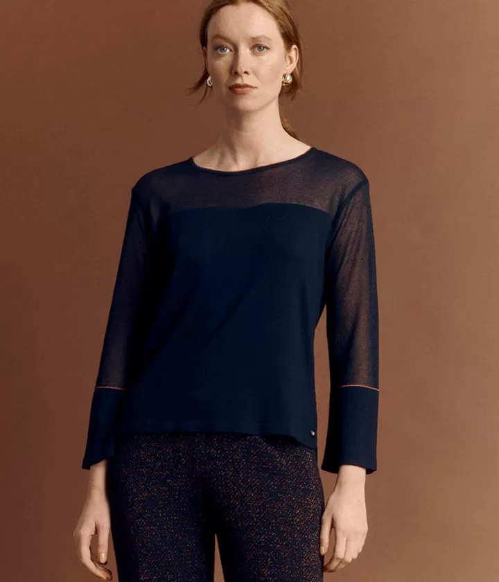 Maille>DEVERNOIS Pull en laine Mérinos et viscose Tricoté en France Noir