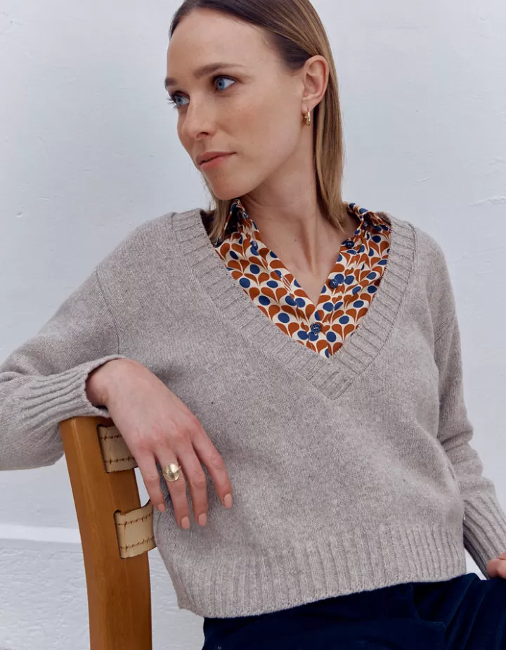 Maille>DEVERNOIS Pull encolure V profonde Made in France Grege