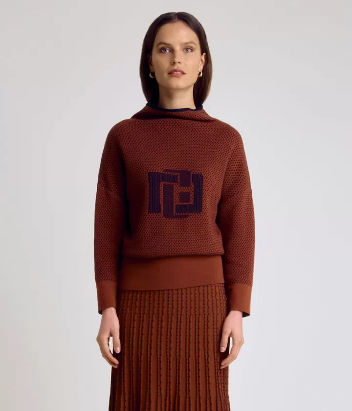 Maille>DEVERNOIS Pull maille col montant Tricoté en France Rouge