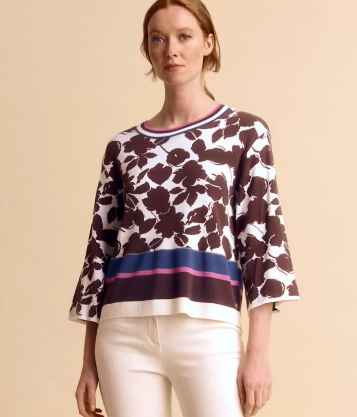 Maille>DEVERNOIS Pull maille double-face En jacquard Marron