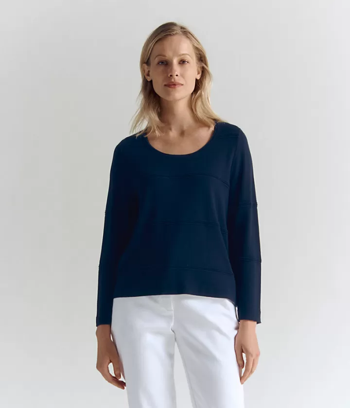 Maille>DEVERNOIS Pull maille en jersey écologique Tricoté en France Bleumarine