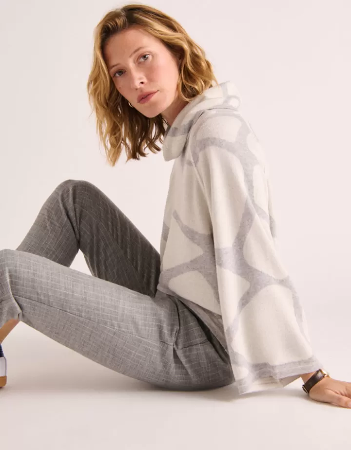 Maille>DEVERNOIS Pull maille jacquard en laine mérinos Tricoté en France Blanccasse
