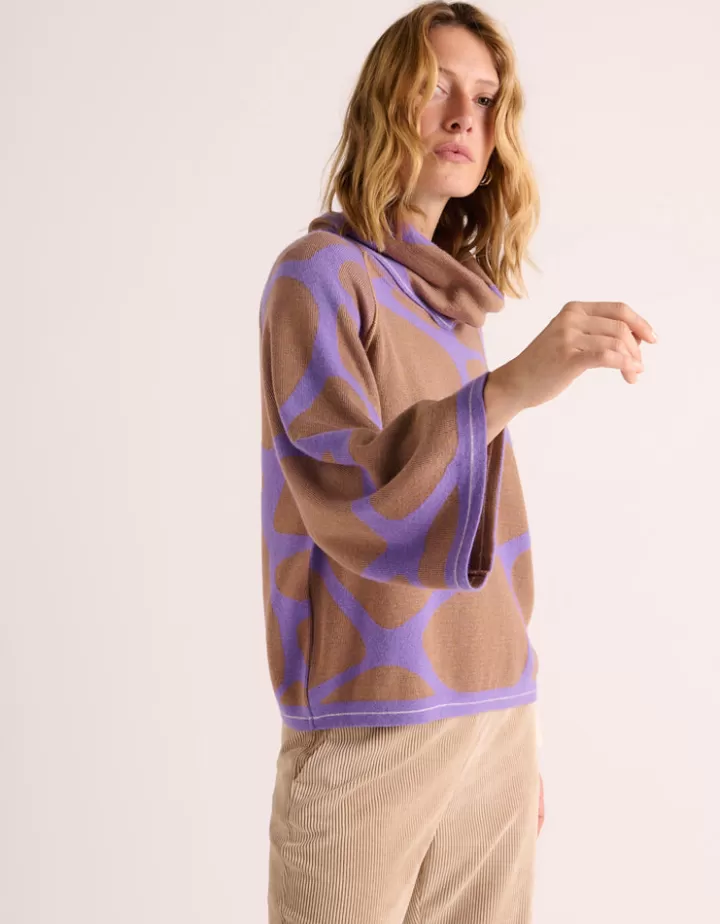 Maille>DEVERNOIS Pull maille jacquard en laine mérinos Tricoté en France Violet