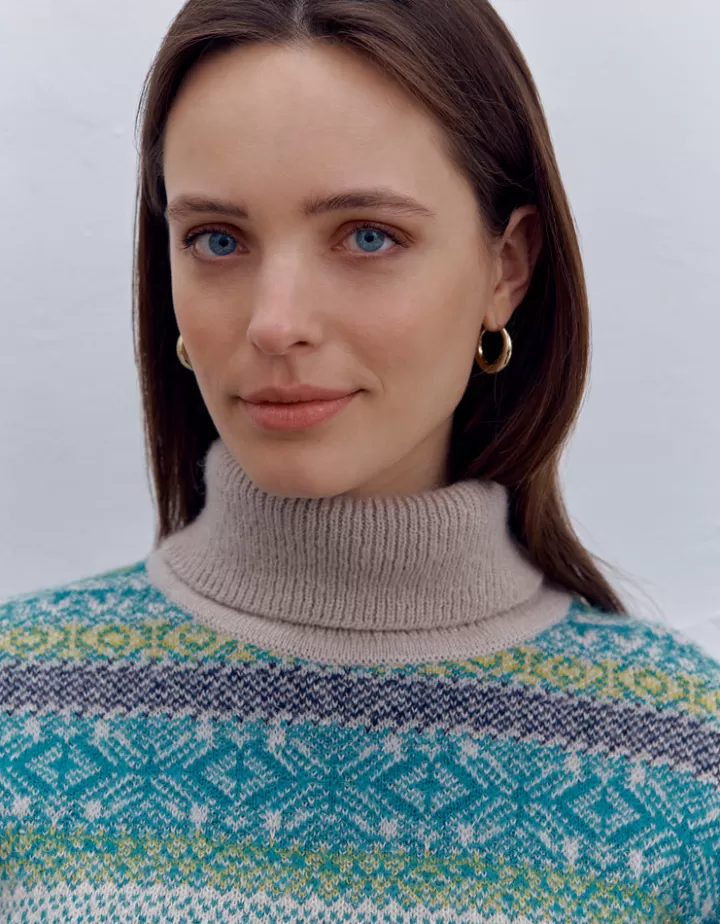 Maille>DEVERNOIS Pull maille jacquard en mohair Tricoté en France Beige
