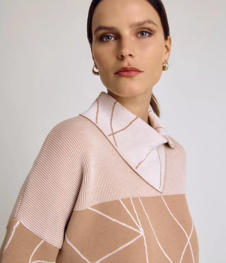Maille>DEVERNOIS Pull maille jacquard Tricoté en France Beige