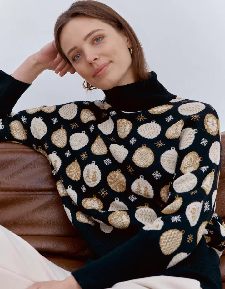 Maille>DEVERNOIS Pull maille jacquard Tricoté en France Noir