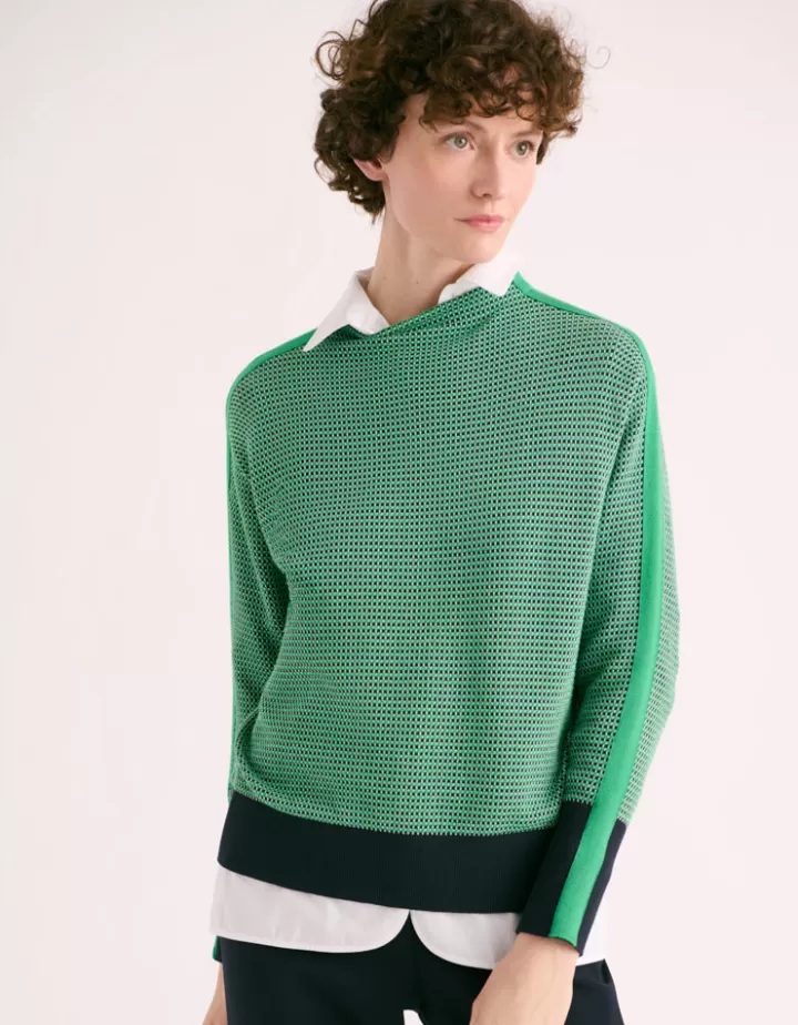 Maille>DEVERNOIS Pull maille jacquard Tricoté en France Vert