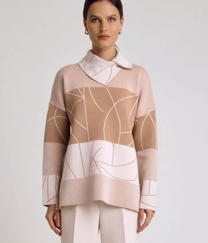 Maille>DEVERNOIS Pull maille jacquard Tricoté en France Beige