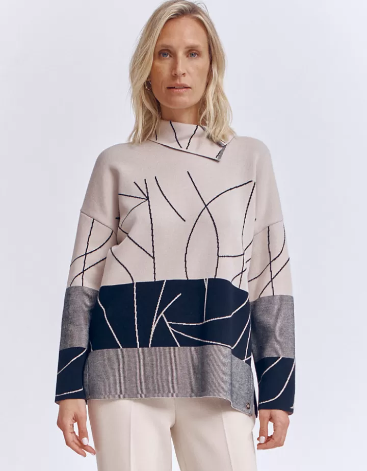 Maille>DEVERNOIS Pull maille jacquard Tricoté en France Beige