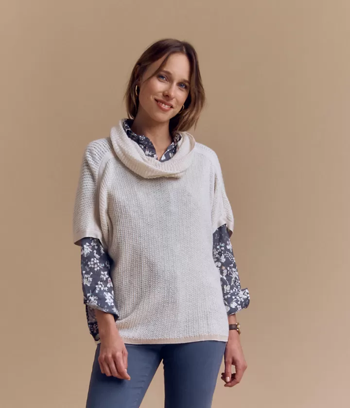 Maille>DEVERNOIS Pull oversize en mohair Tricoté en France Beige