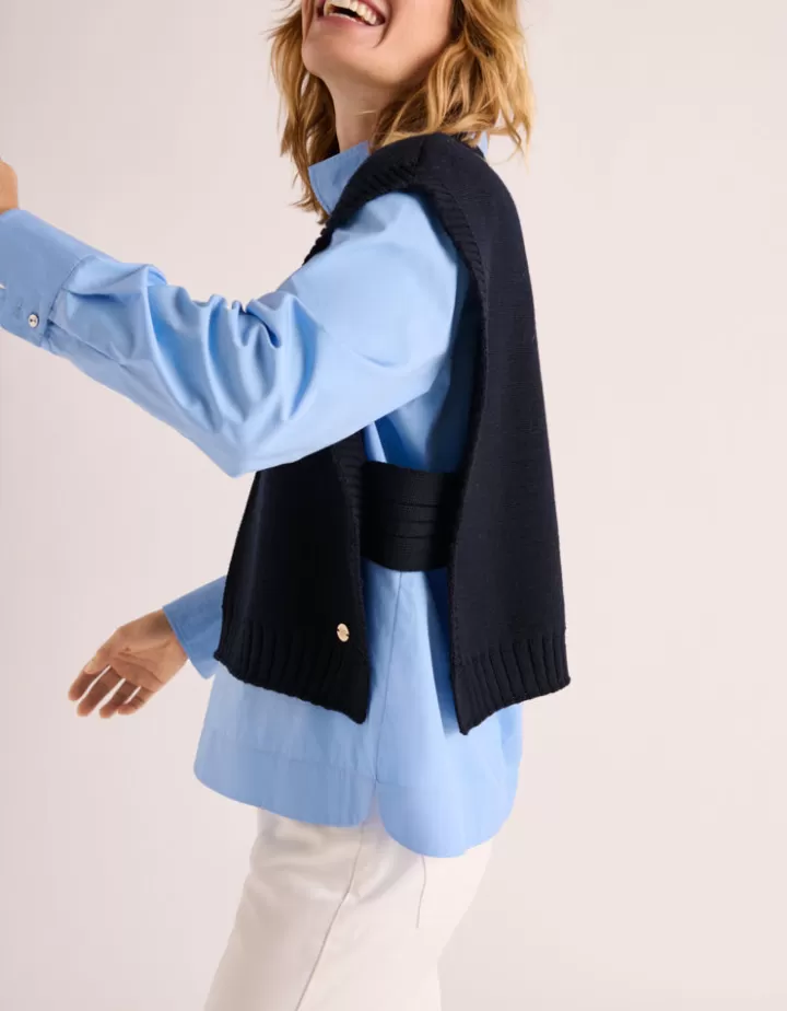 Maille>DEVERNOIS Pull poncho maille milano en laine mérinos Made in France Stone