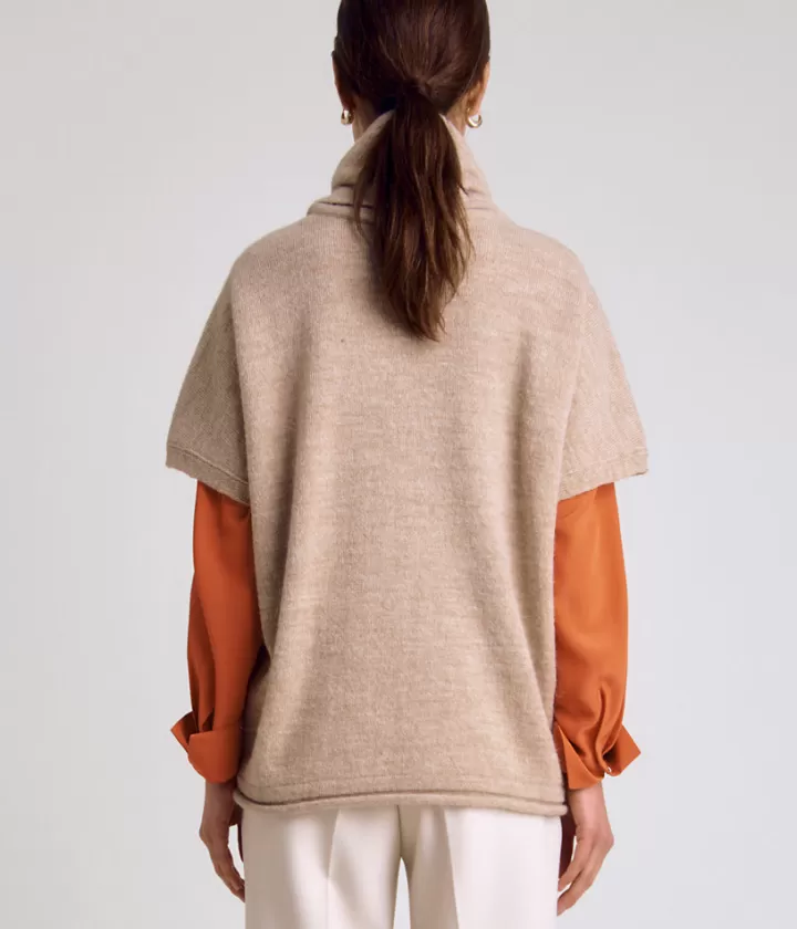 Maille>DEVERNOIS Pull sans manches en laine et alpaga Tricoté en France Beige
