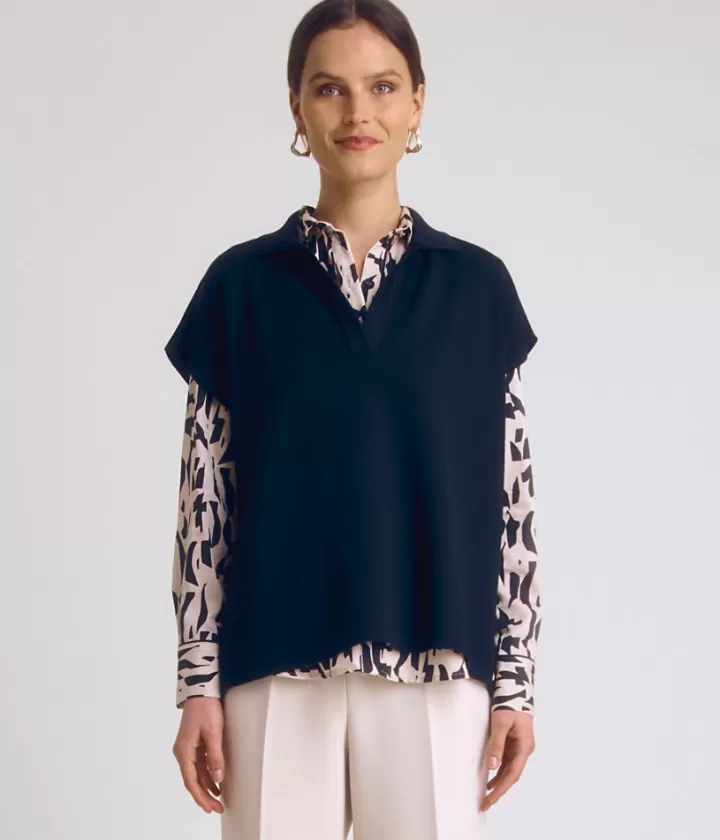 Maille>DEVERNOIS Pull sans manches en mérinos Tricoté en France Noir