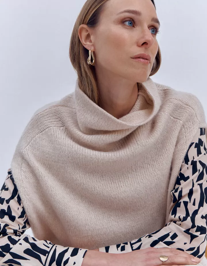 Maille>DEVERNOIS Pull sans manches Tricoté en France Beigecoquille