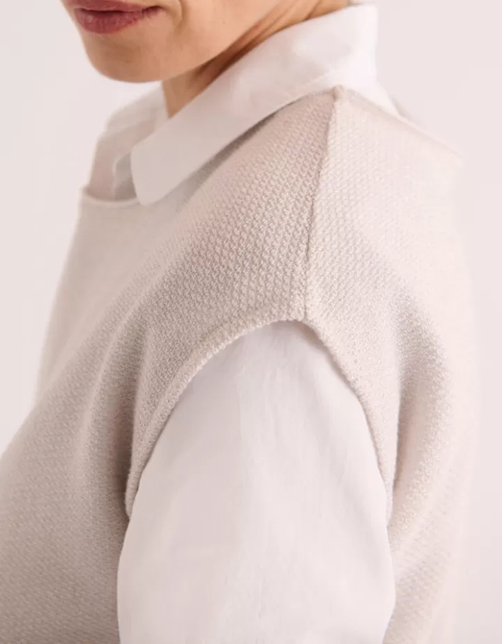 Maille>DEVERNOIS Pull sans manches Tricoté en France Rose
