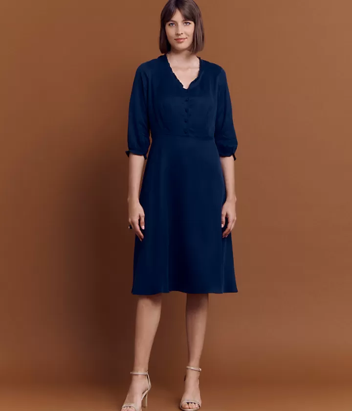 Robes & Jupes>DEVERNOIS Robe fluide Manches 3/4 Bleunavy
