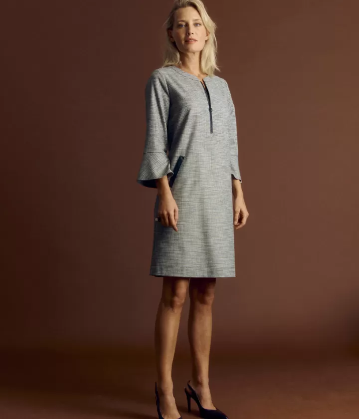Robes & Jupes>DEVERNOIS Robe imprimée Coupe droite Gris
